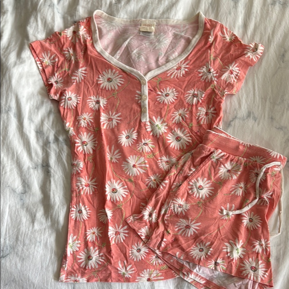 munki munki Pink and White Pajama Set